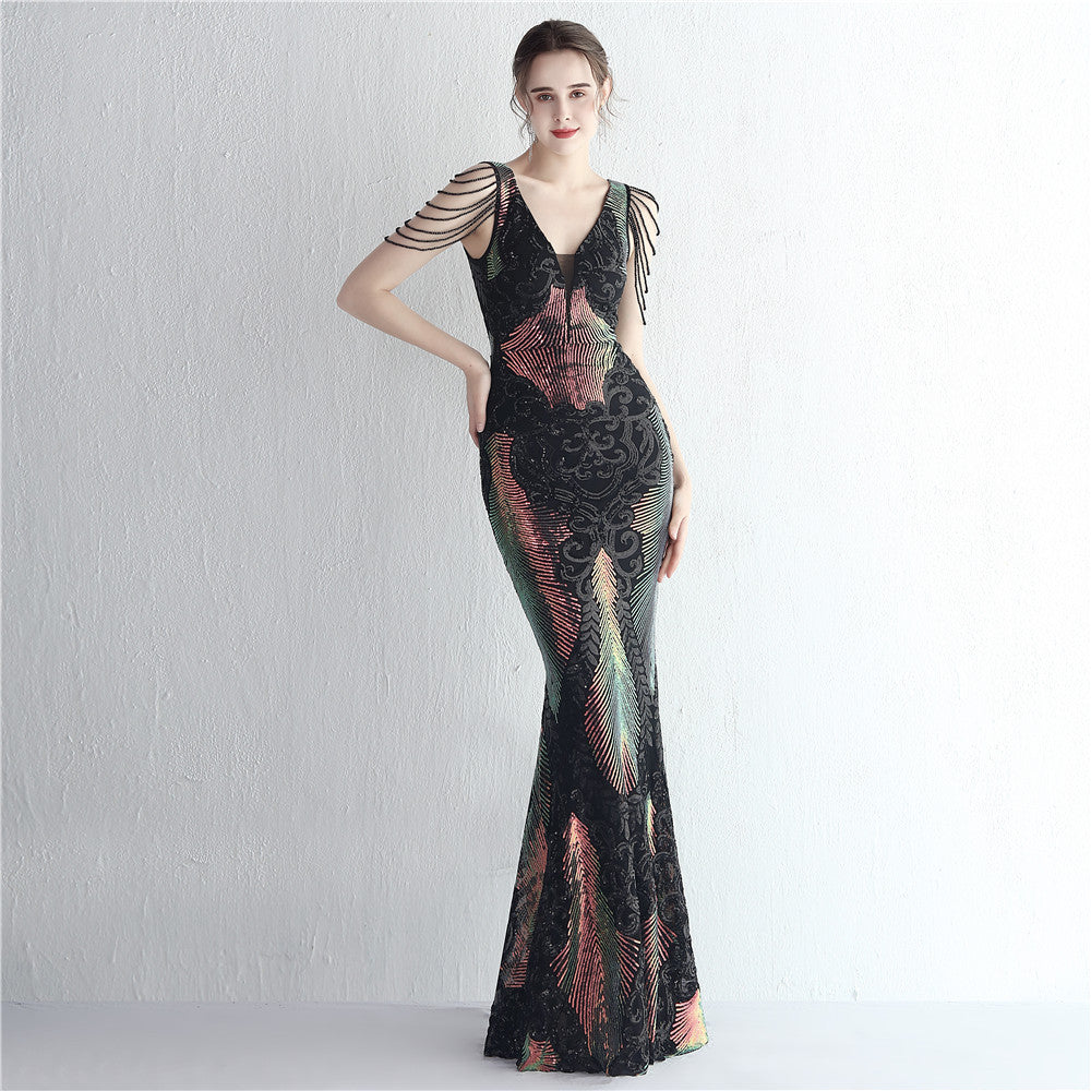 Whole Positioned Flower Cropped Ten Craft Beaded Formal Dress
