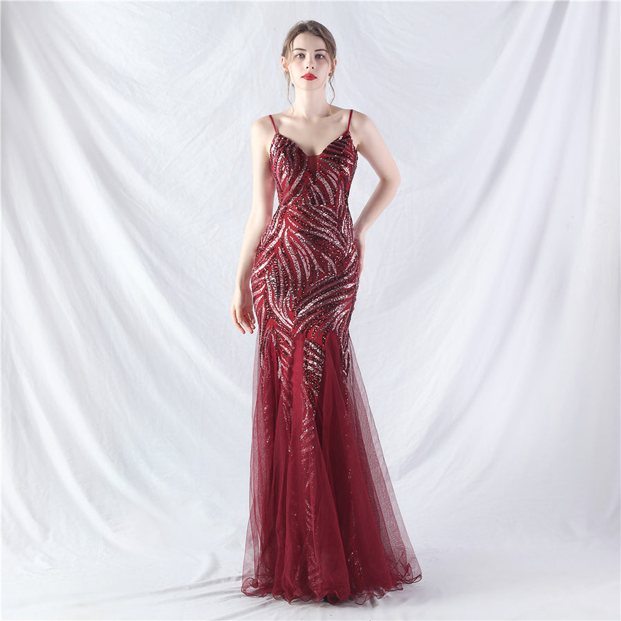 Beaded Patchwork Mesh Halter Formal Dresses