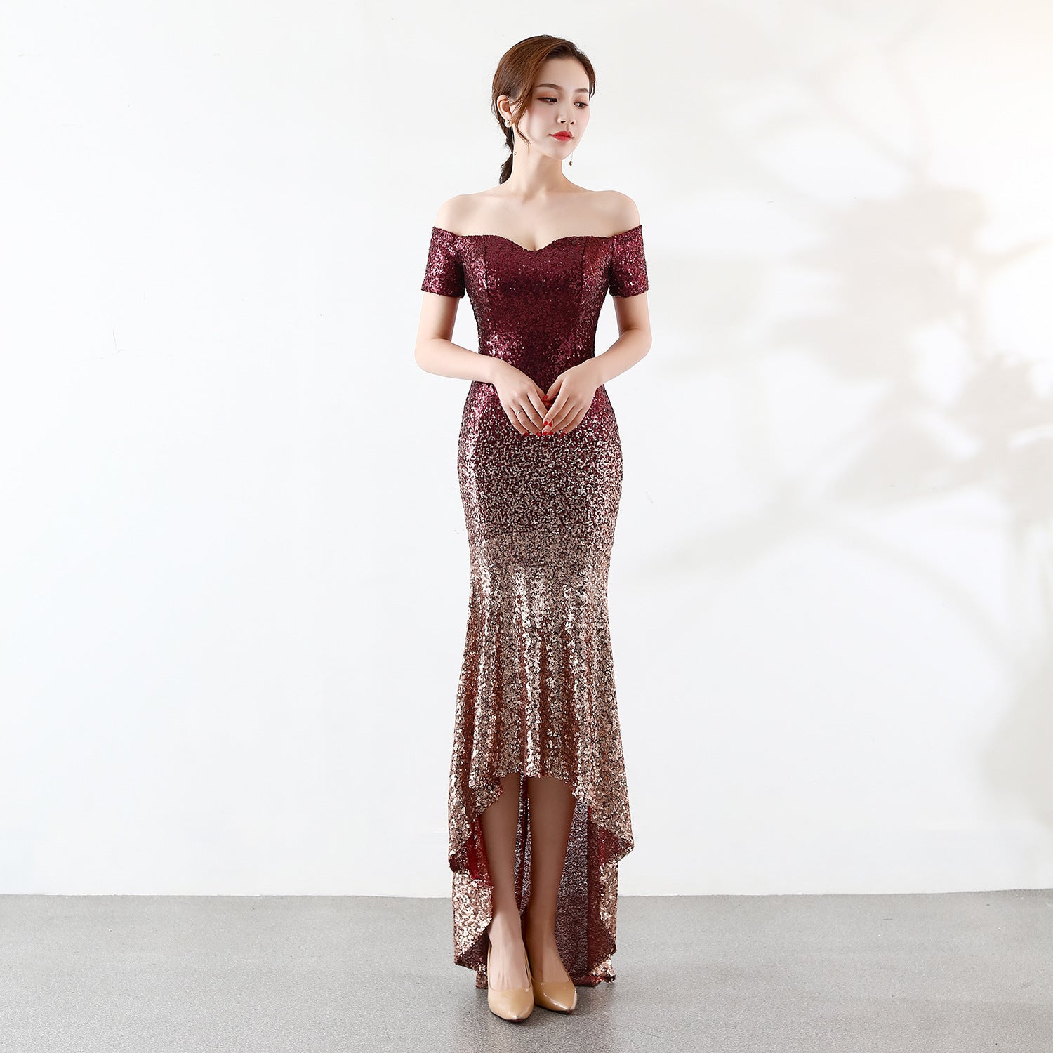 Gradient Beaded Formal Dress