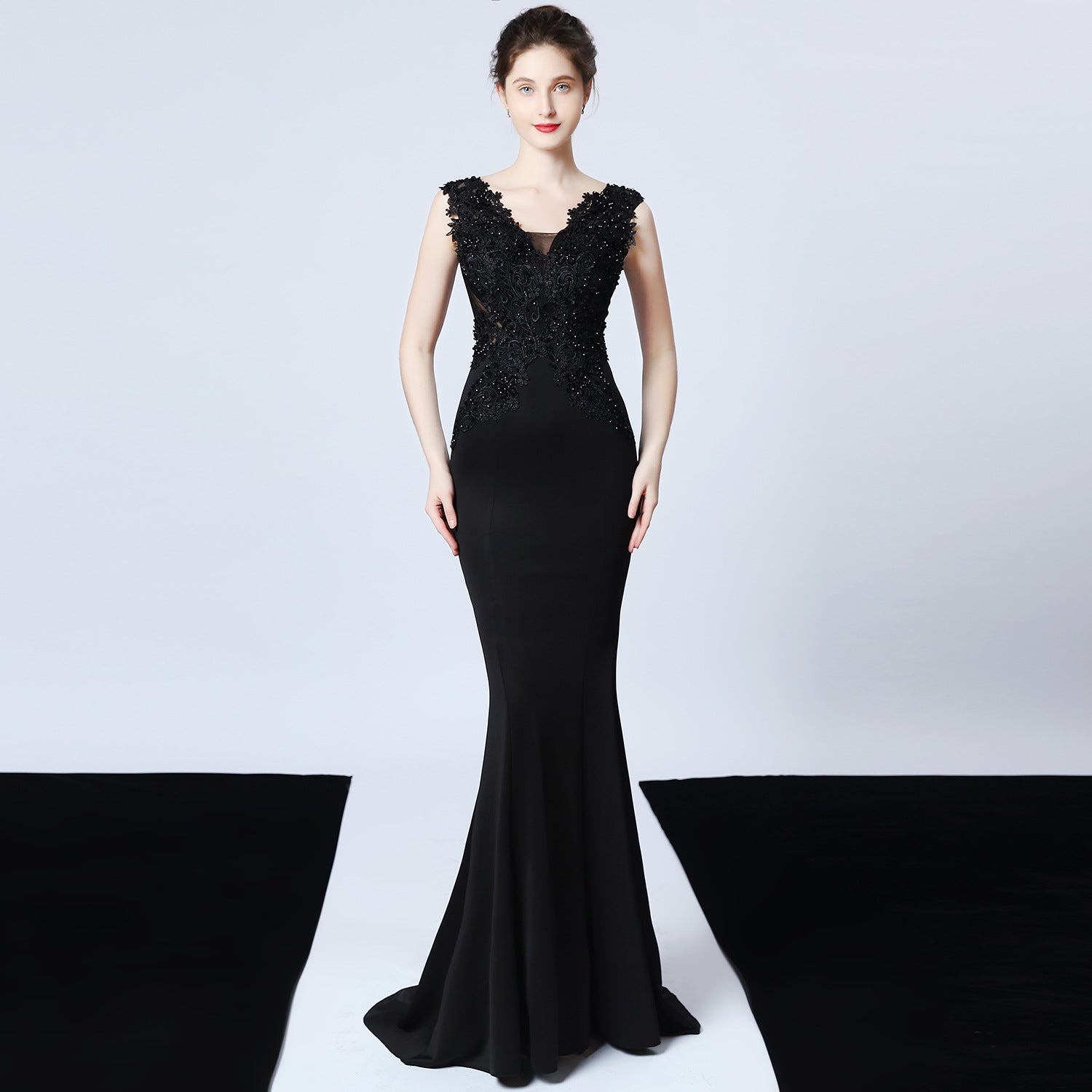 Eirene-16271-Hand Appliquéd Beaded Formal Dress