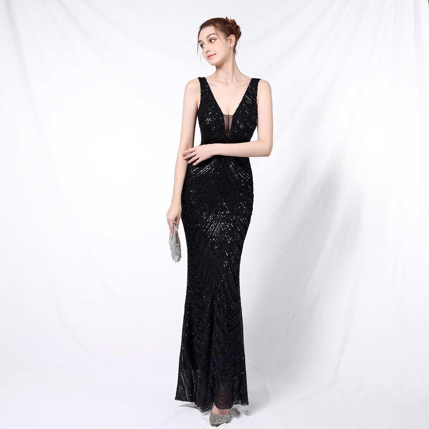 Gaia-16563-Sequin Fishtail Formal Dress