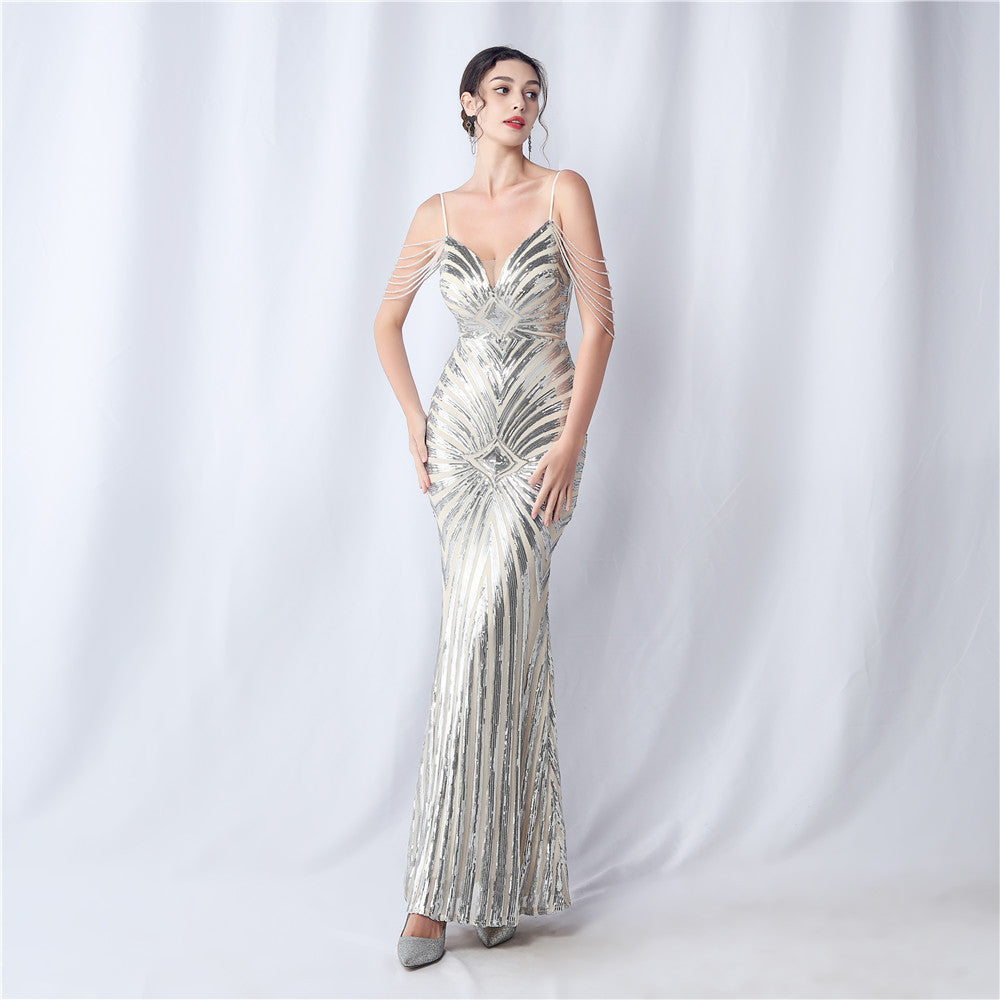 Cyrene-31566-Beaded Halter Formal Dress
