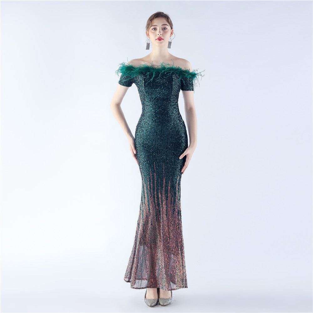 Mireille Off Shoulder High-End Evening Formal Dress