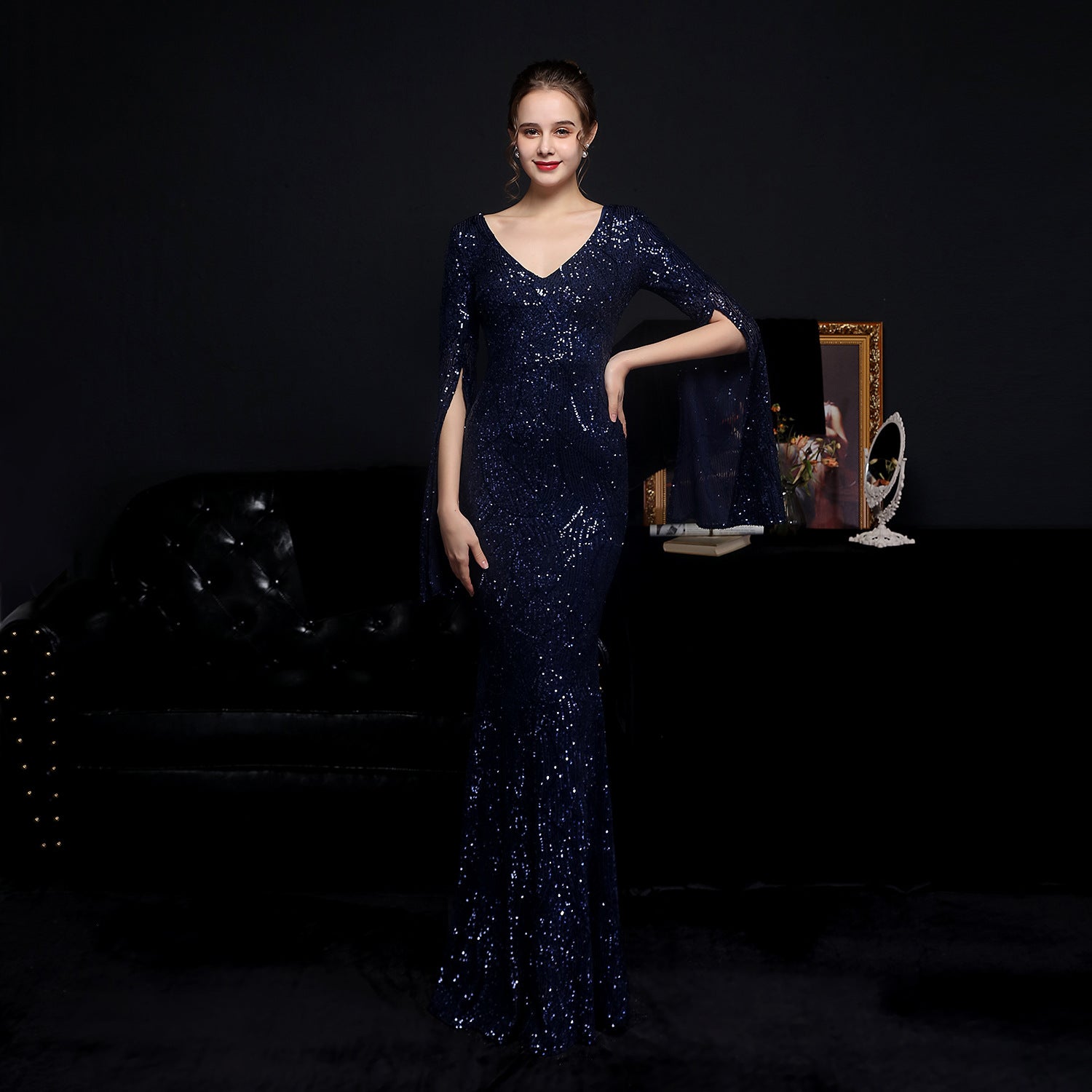 Electra-18576-Sequin Long Formal Gown