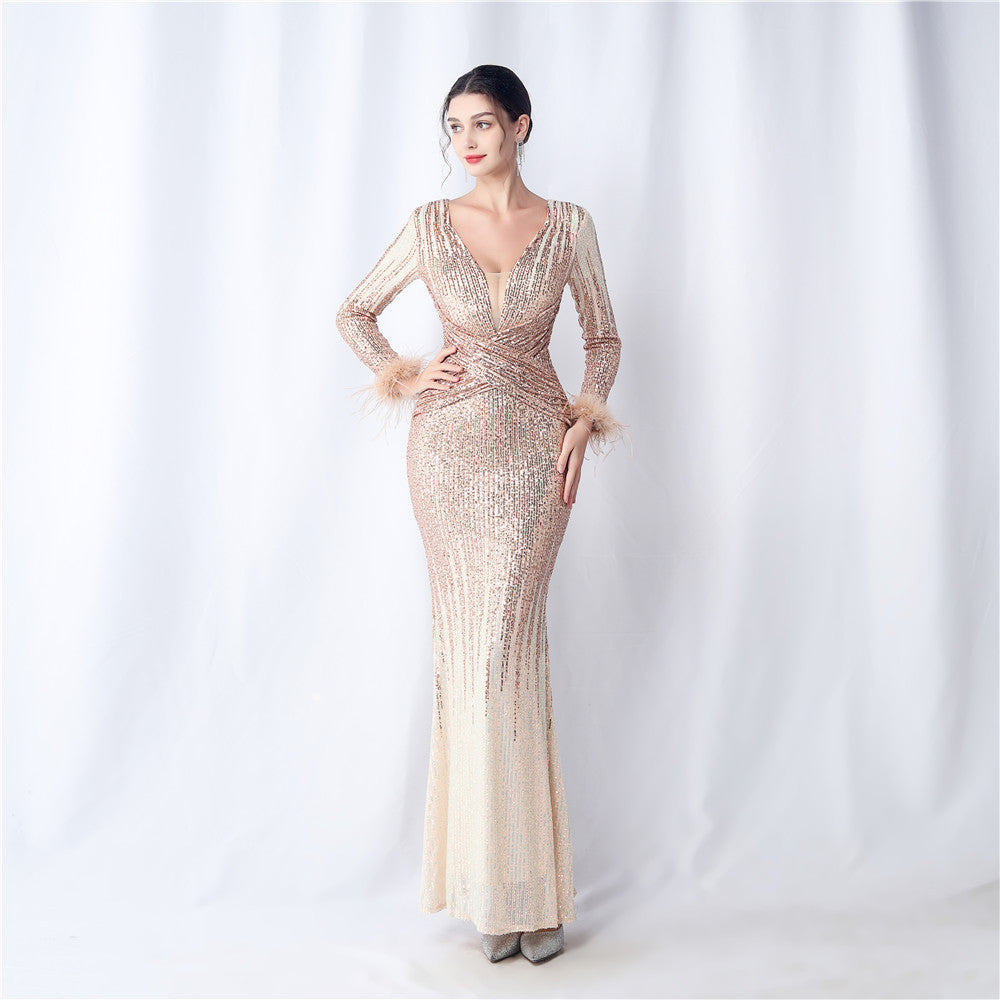 Daphne-31571-Ostrich Gradient Formal Dress