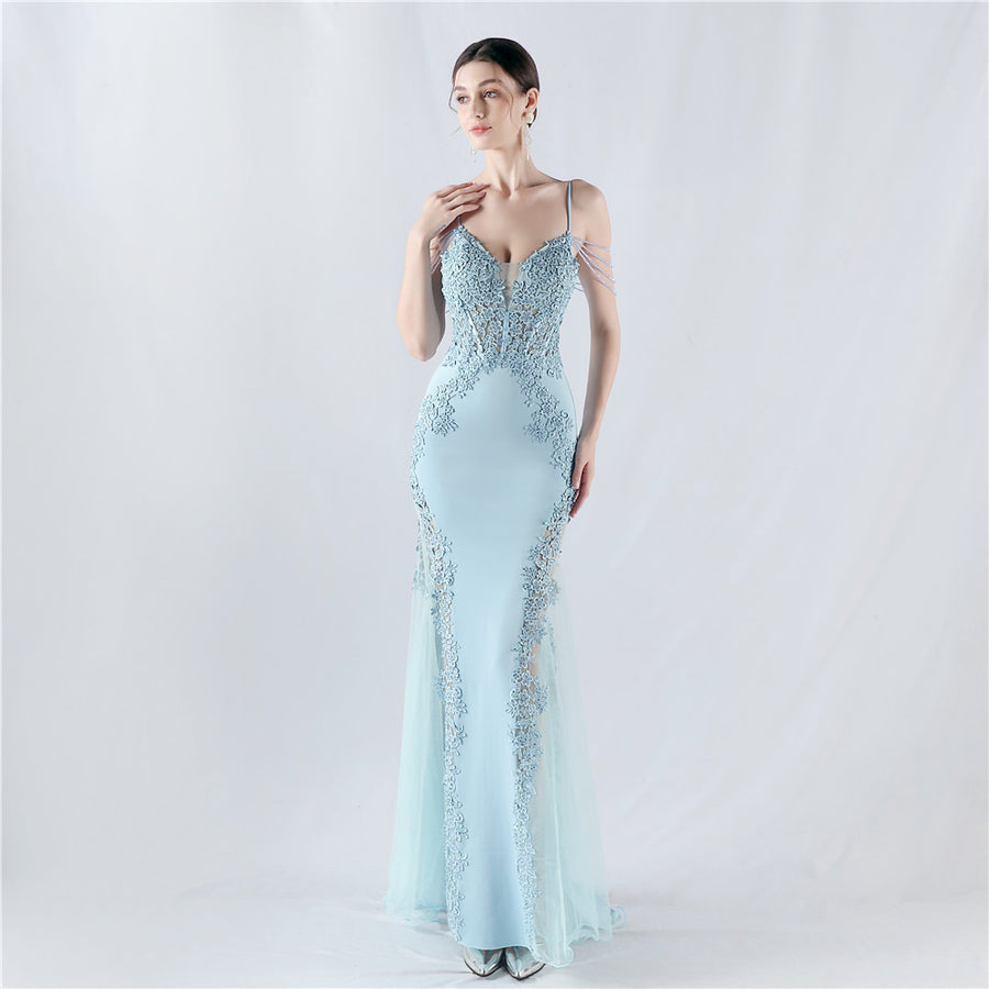 Lace and Beaded Formal Dress