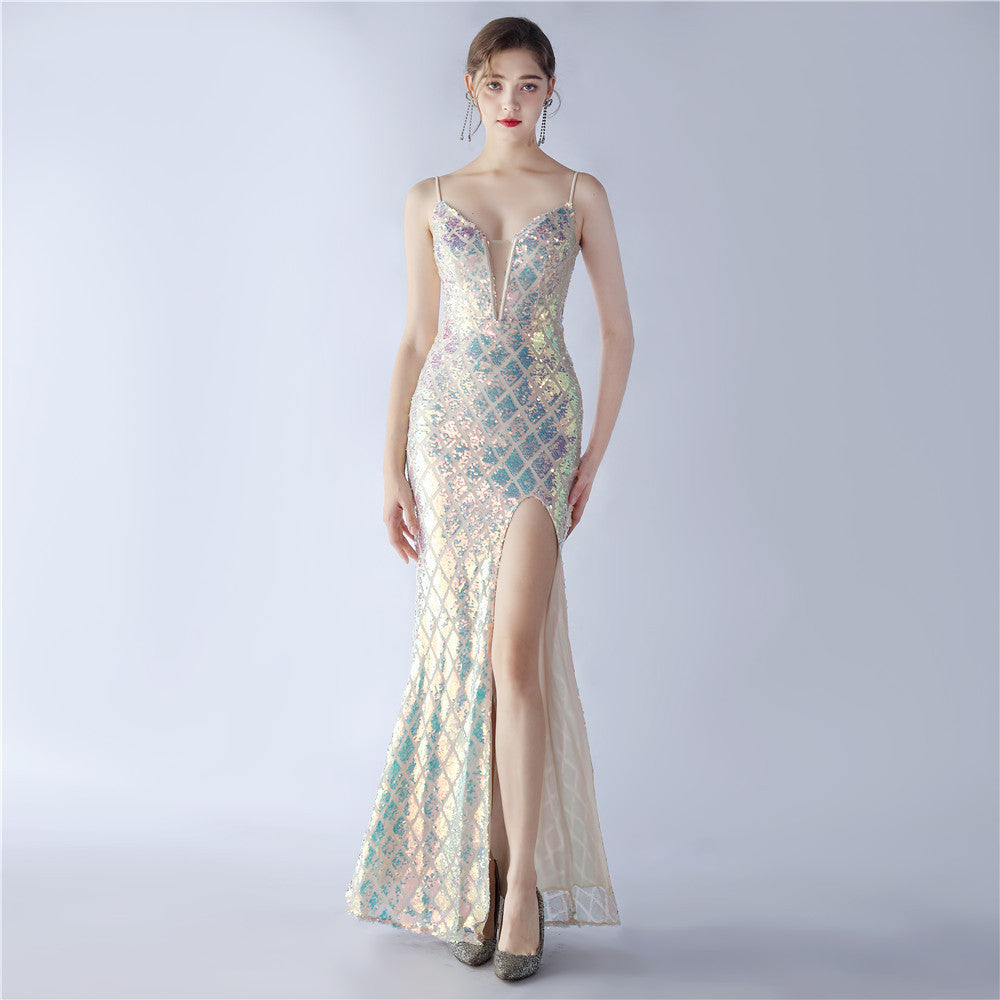 Horae-31228 Formal Dresses lace sequin hanging dress