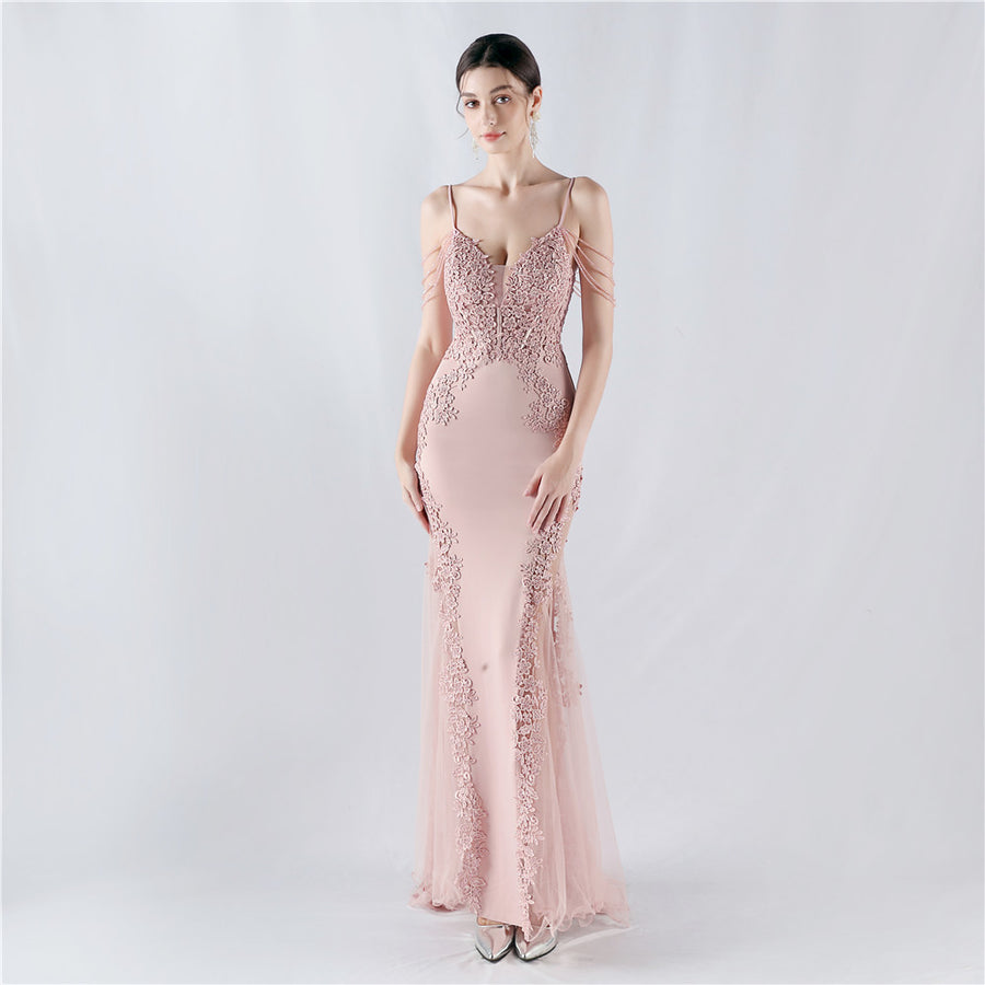 Lace and Beaded Formal Dress