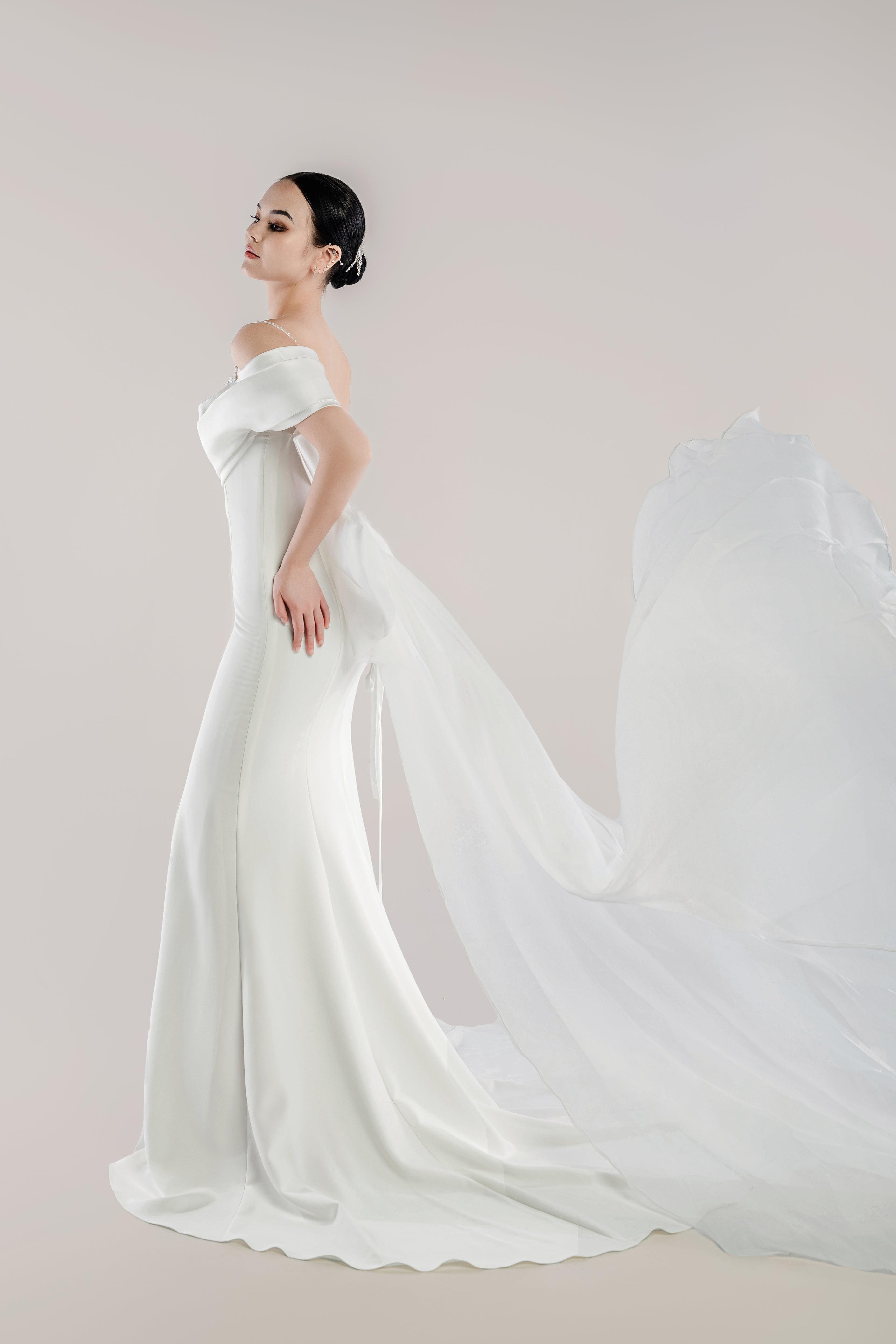 Satin Wedding Dress with Beaded Straps Formal Dress