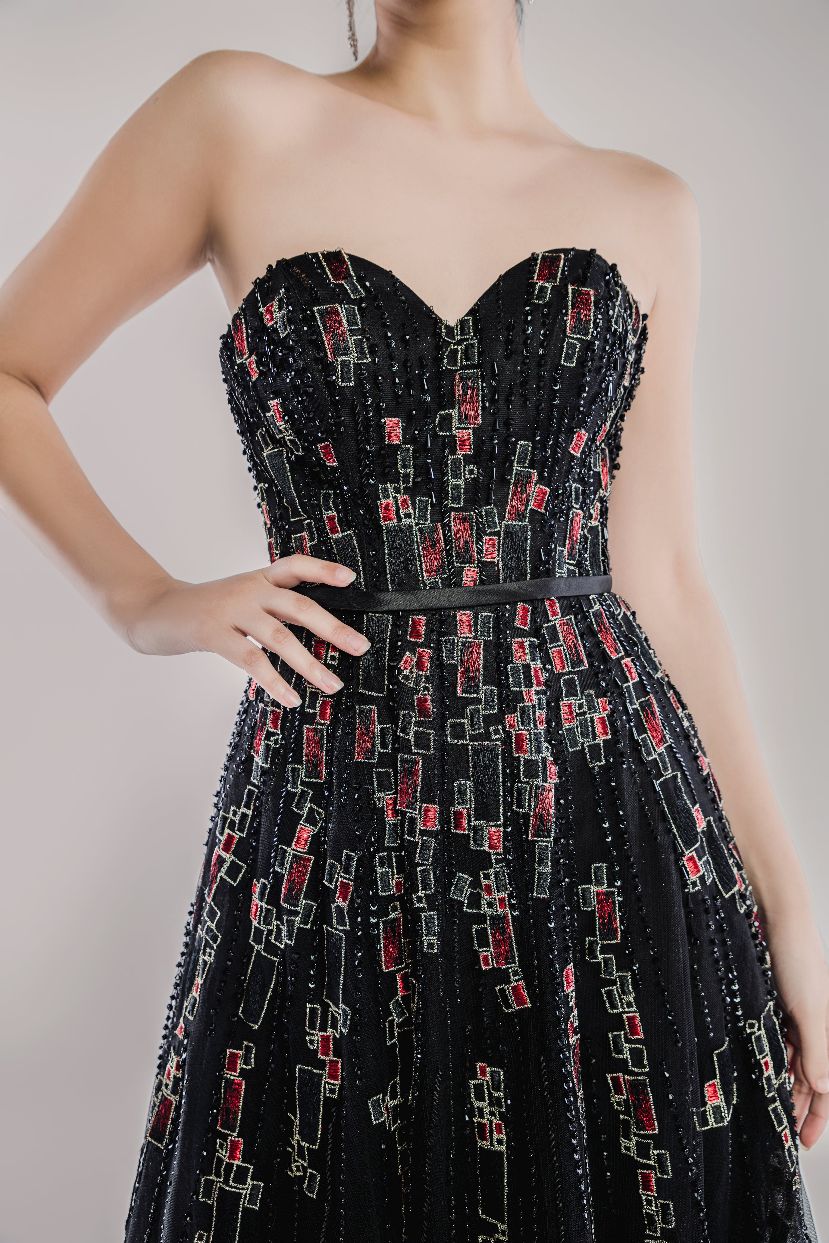 Ball Gown Sweetheart Black Tulle Wedding Gown & Formal Dress unique bridal gown with Embroidery and Beading - Bonnie. WL Bridal & Gown