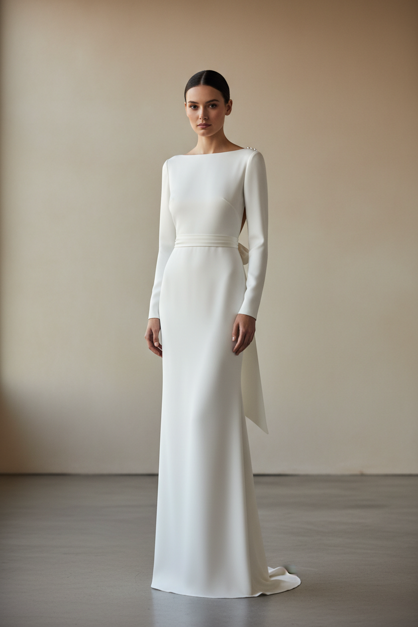 Modern minimalist wedding dresses Brisbane: clean gowns for contemporary brides