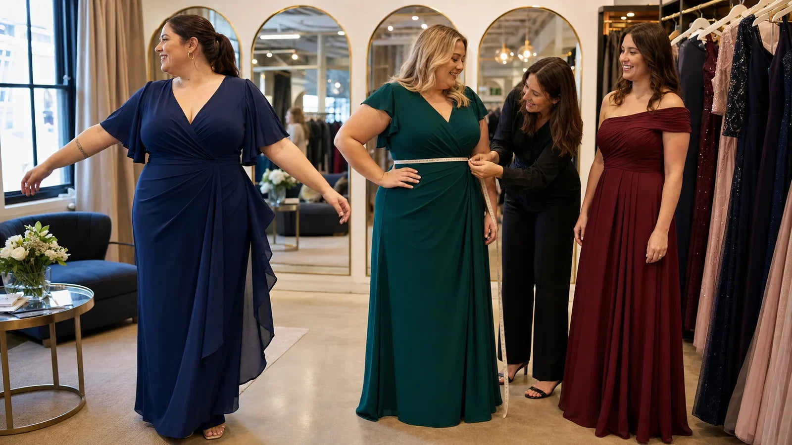 Measuring and fitting formal dresses available in 3XL and 4XL