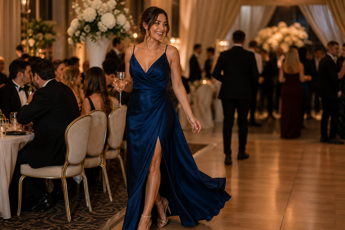 Formal dresses suited to a seated dinner and dance floor
