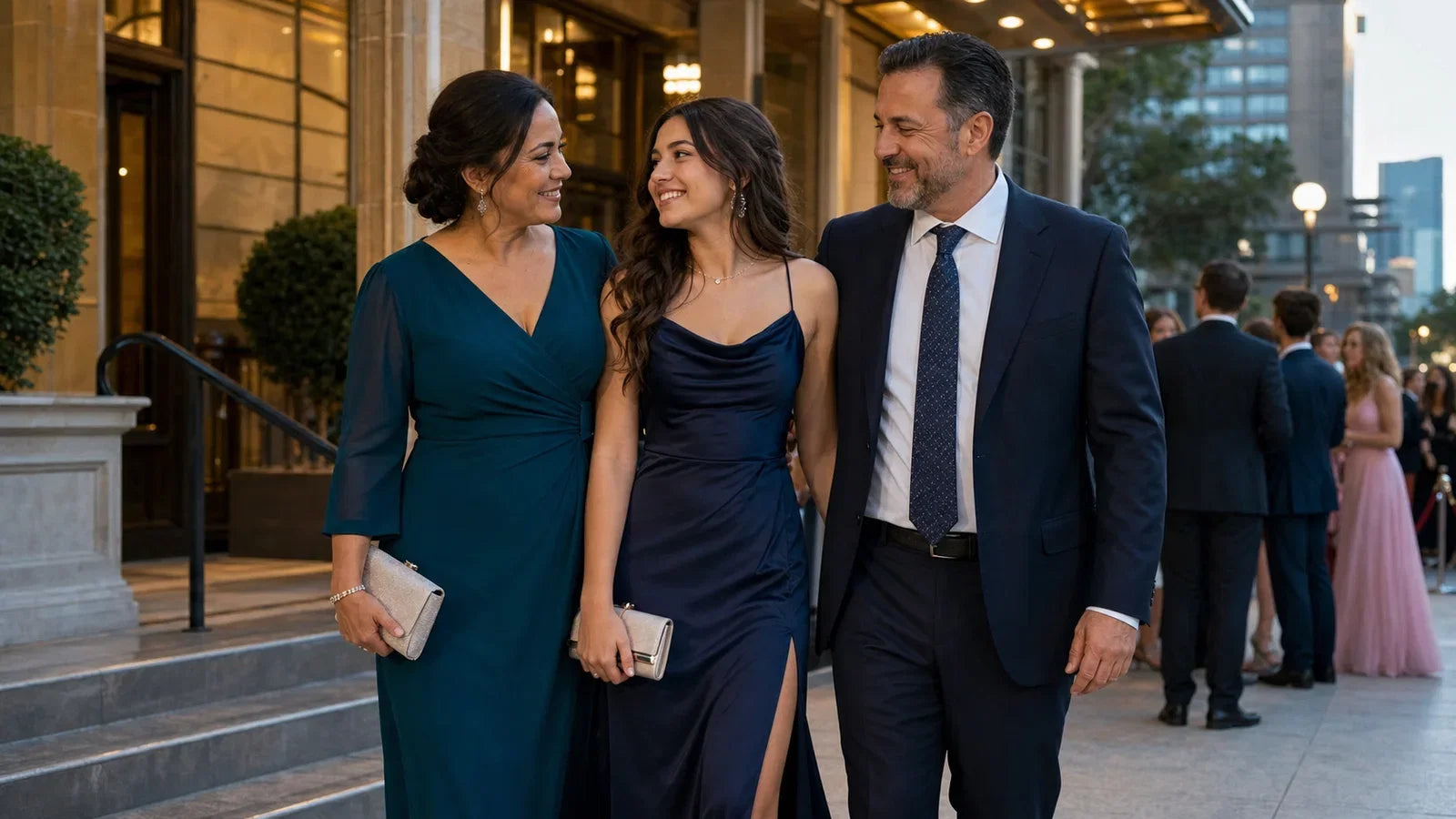 Parents dressed for a Year 12 formal in Australia