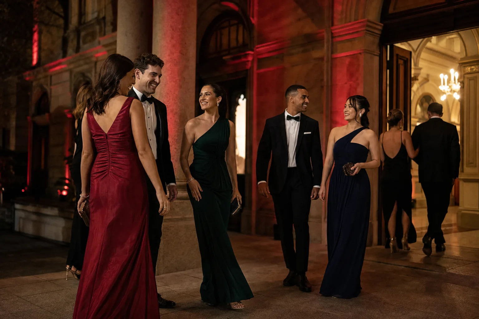Guests arriving for a black-tie charity gala in Brisbane