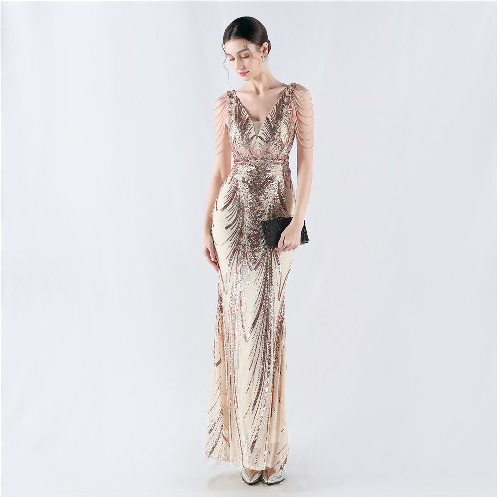 Positioned Flower Beaded Formal Dress (with cape)
