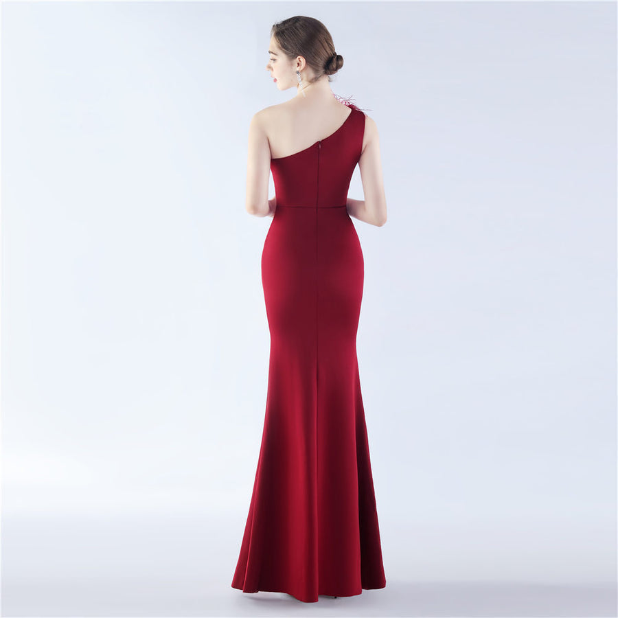 Crafted Ostrich Fur Formal Dress