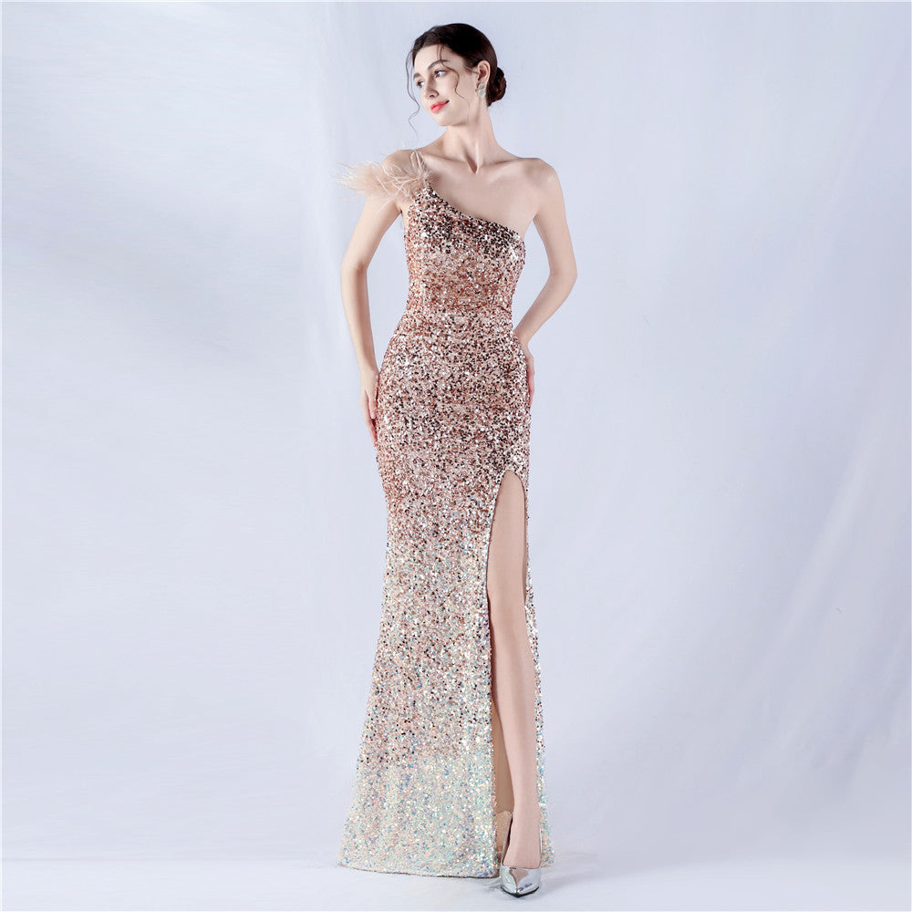 Gradient Velvet Bottom Formal Dress