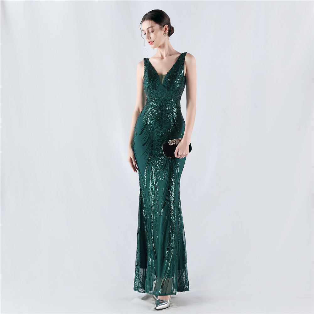 Crafted Beaded and Sequined Formal Gown