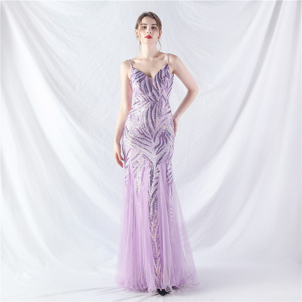 Beaded Patchwork Mesh Halter Formal Dresses