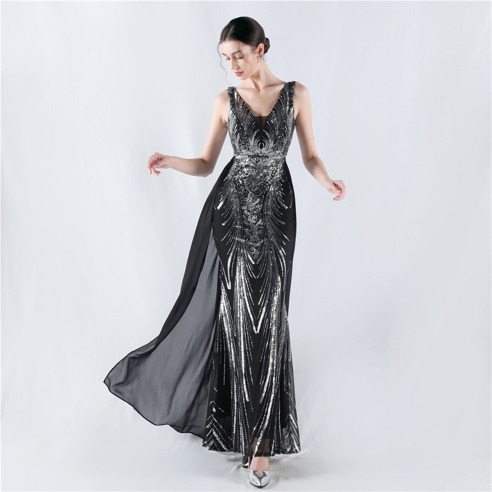 Rhea-33063-Positioned Flower Beaded Formal Dress (with cape)