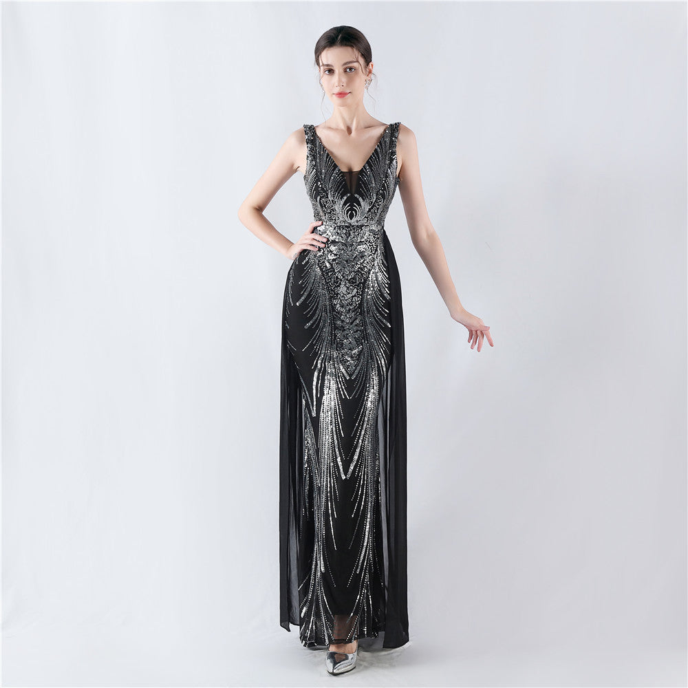 Nyssa-33052-Crafted Beaded and Sequined Formal Gown (with cape)