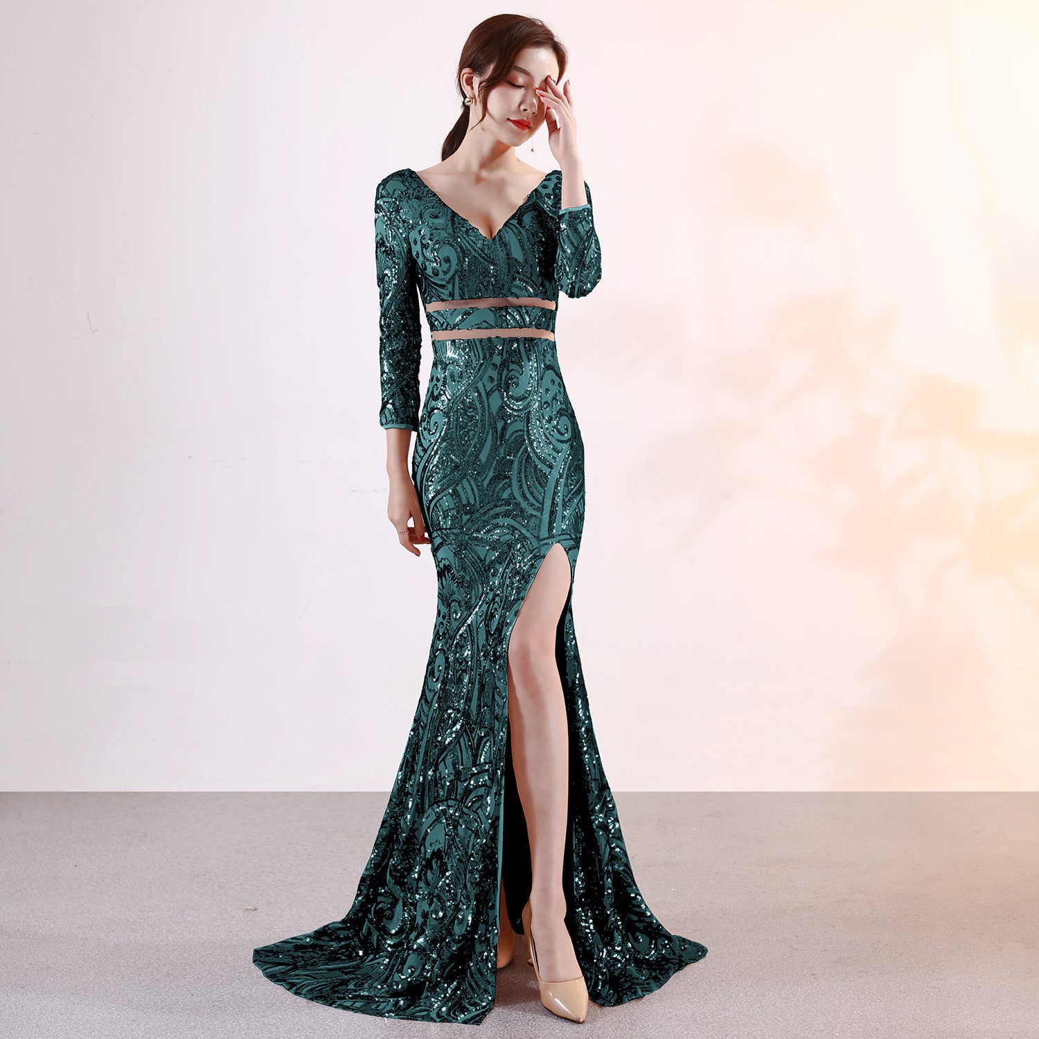 Minerva-16081-Neckline Slim Formal Dress