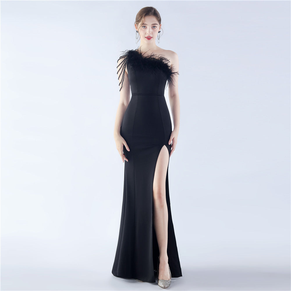 Thalassa-31367-Ostrich Satin Long Formal Dress