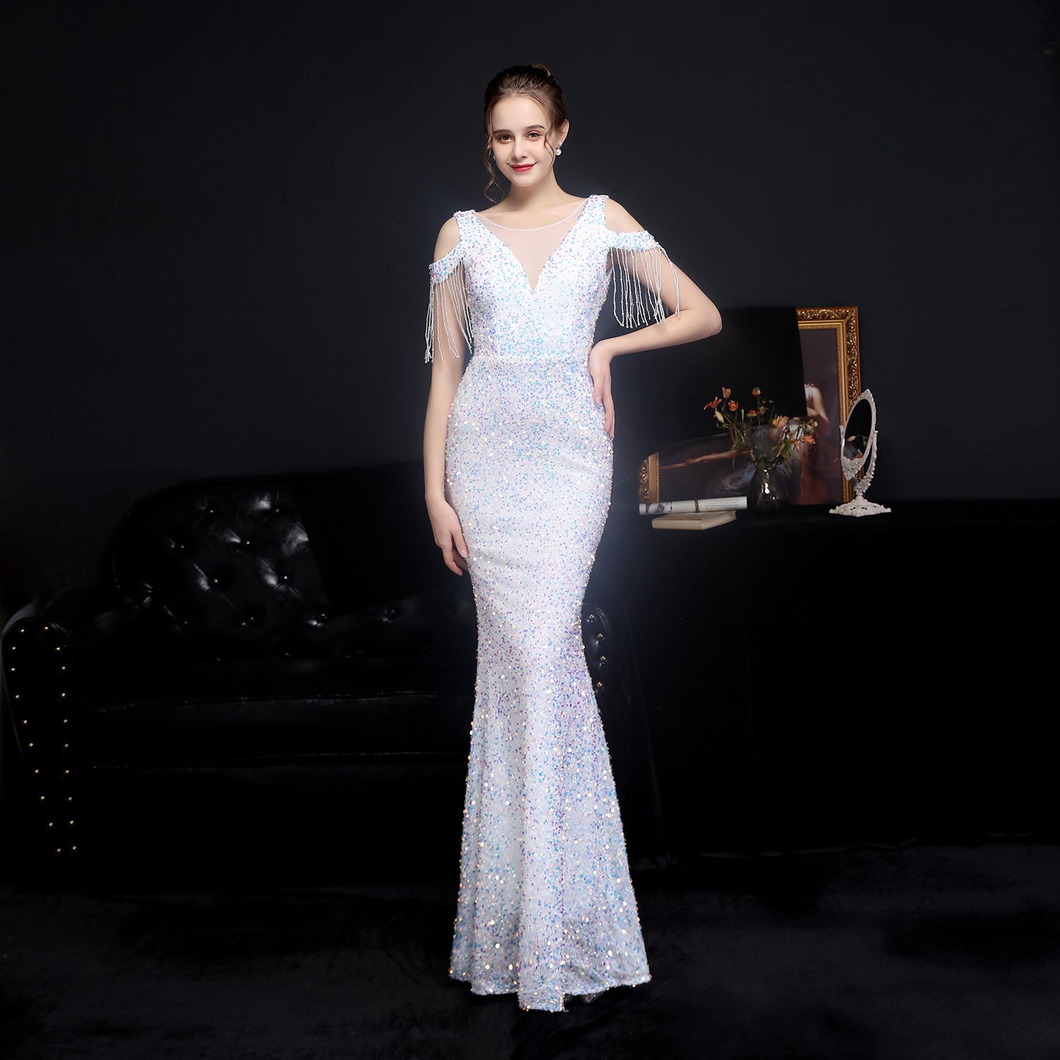 Lyra-18580-Illusion Beaded Formal Dress