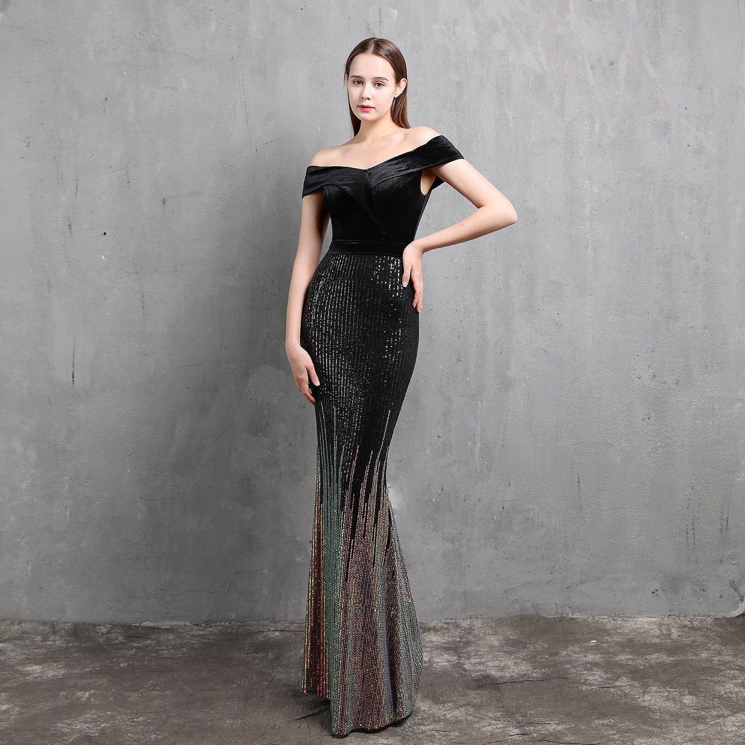 Alecto-18511-One Shoulder Fishtail Formal Dress