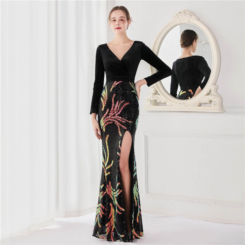 Freyja-19121-Velvet Beaded Formal Dress