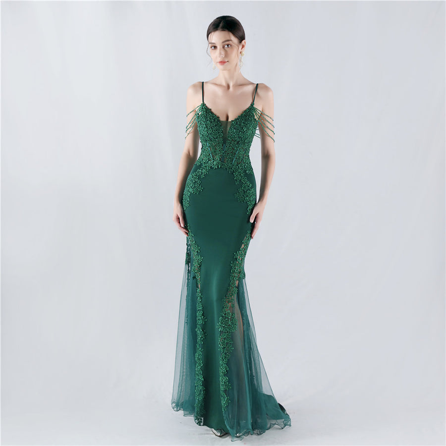 Lace and Beaded Formal Dress