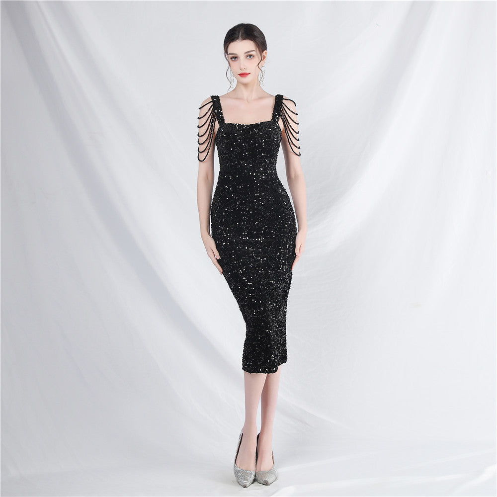 Dione-31827-Velvet Bottom Handmade Illusion Sequin Formal Dress