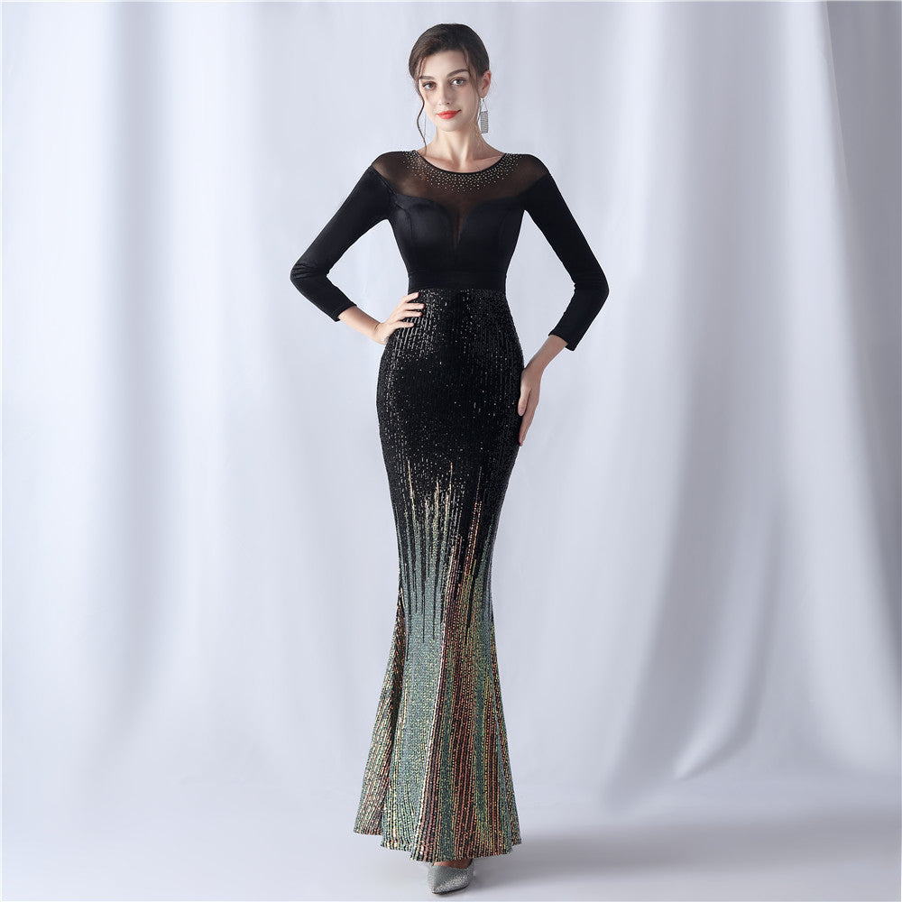 Maia-18291-Long Sleeve Fishtail Formal Dress