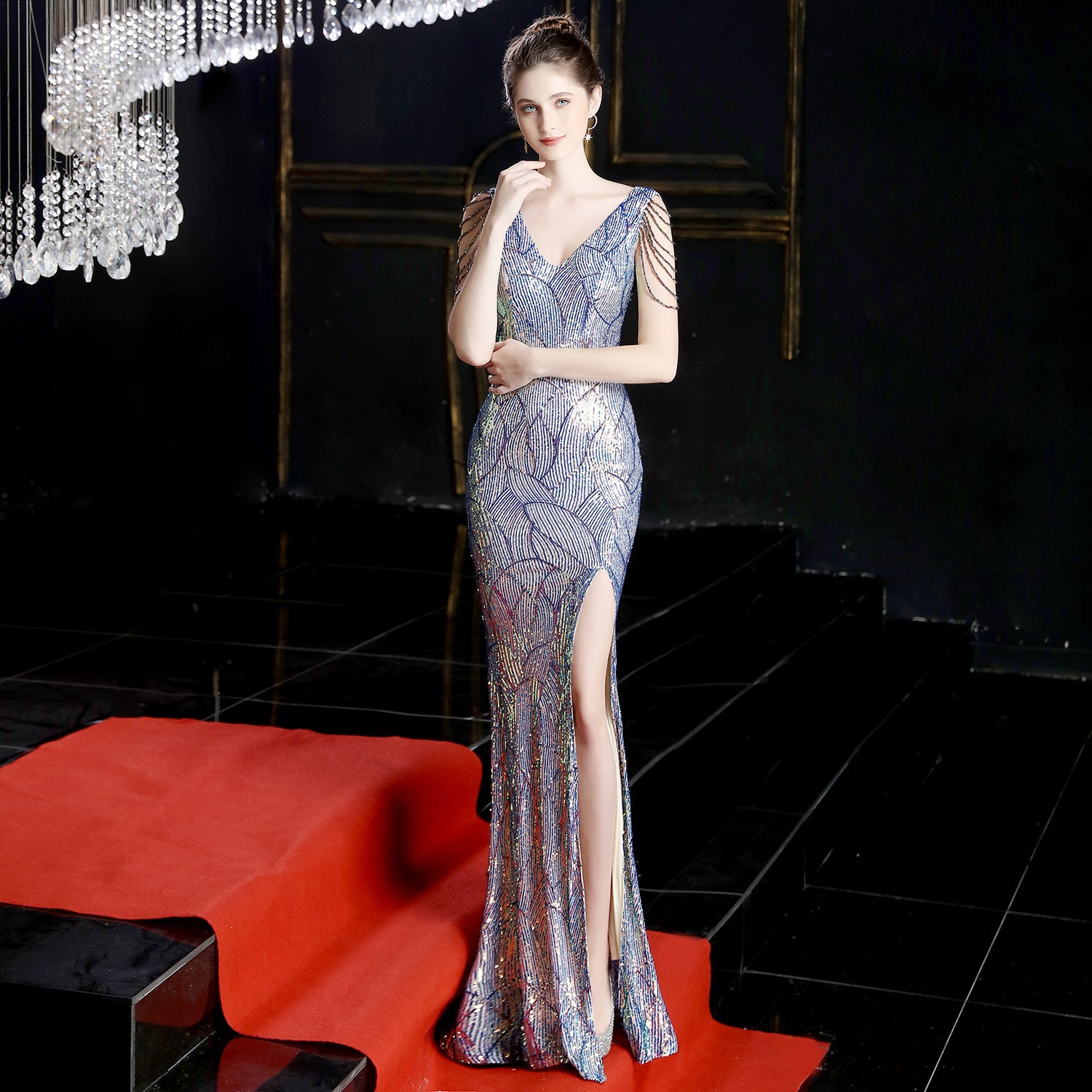 Myrthea-16596-Slim Fishtail Formal Dress