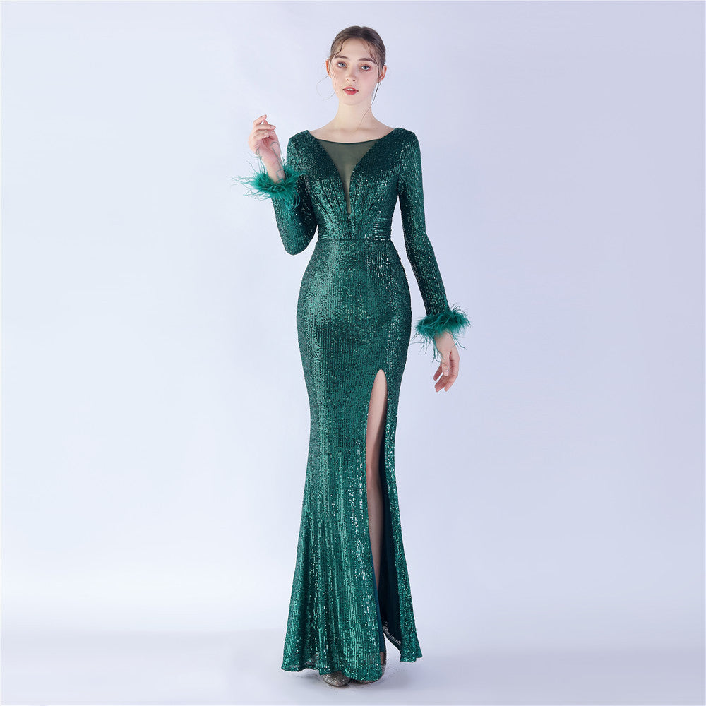 Rhiannon-31328-Beaded Long Sleeve Formal Dress