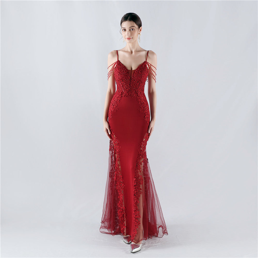 Lace and Beaded Formal Dress