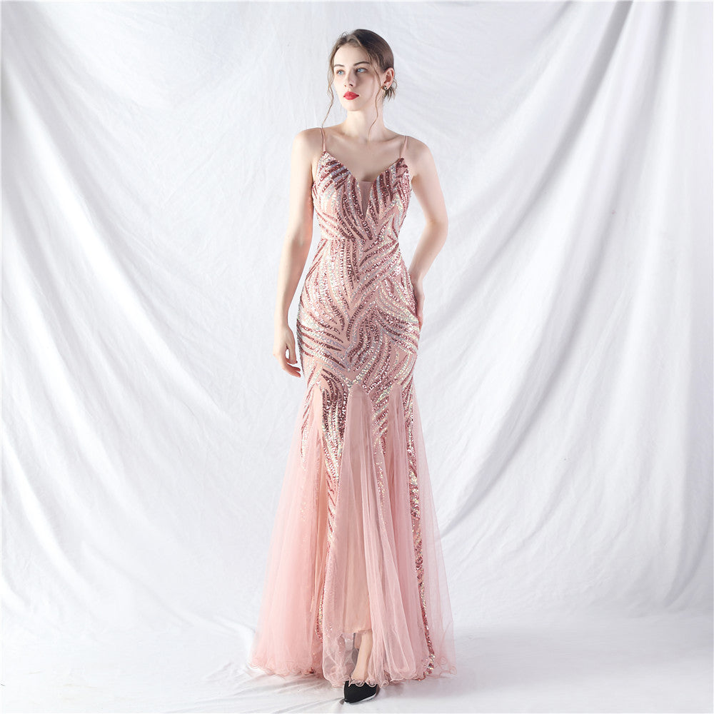 Beaded Patchwork Mesh Halter Formal Dresses