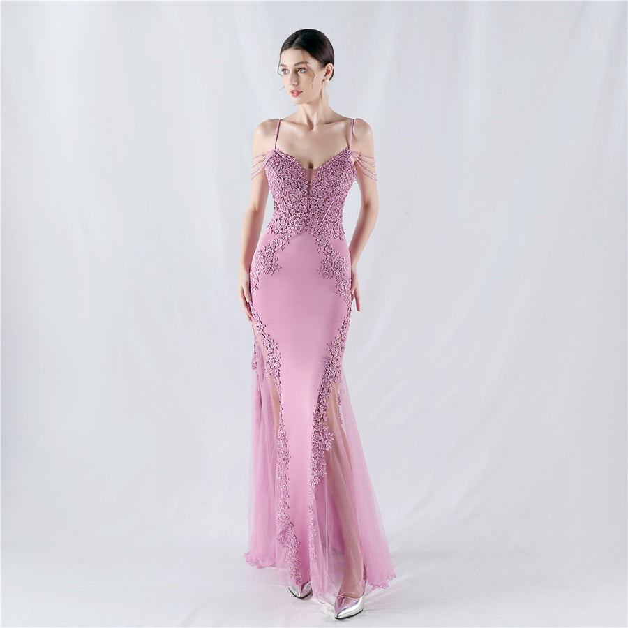 Lace and Beaded Formal Dress