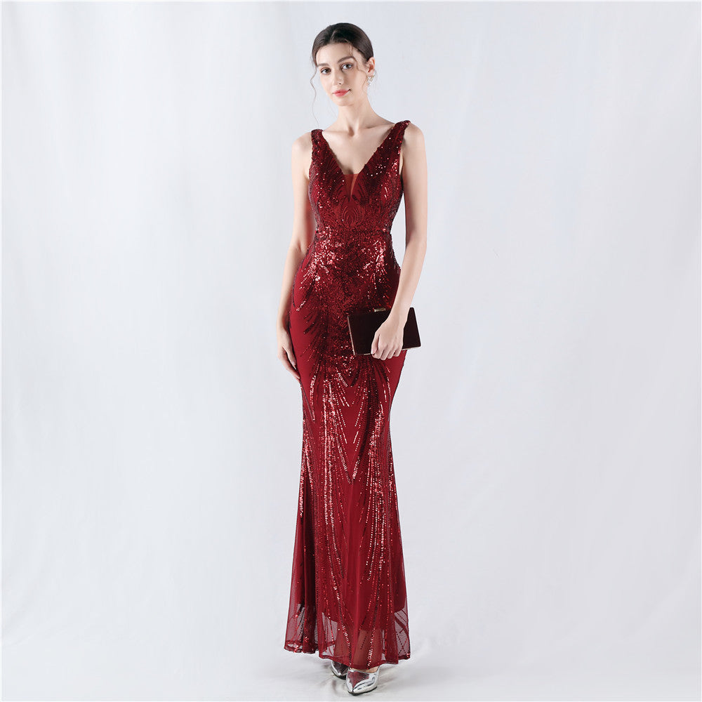 Crafted Beaded and Sequined Formal Gown