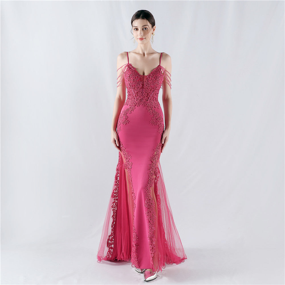 Lace and Beaded Formal Dress