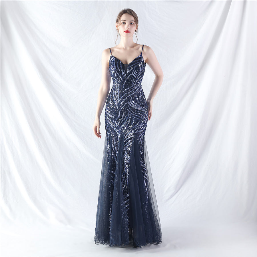 Beaded Patchwork Mesh Halter Formal Dresses
