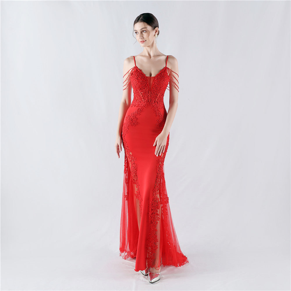 Lace and Beaded Formal Dress