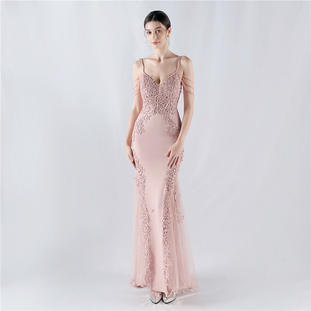 Lace and Beaded Formal Dress